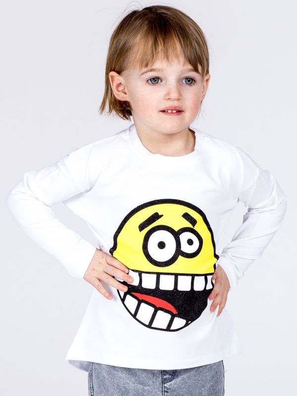 Fashionhunters Cotton children's blouse with white emoticon print