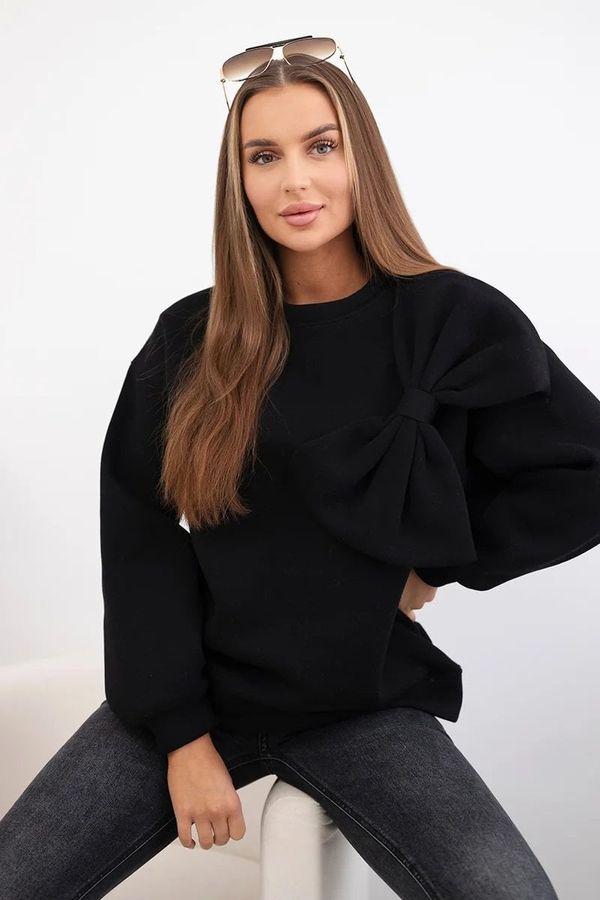Kesi Cotton insulated sweatshirt with a large bow in black color