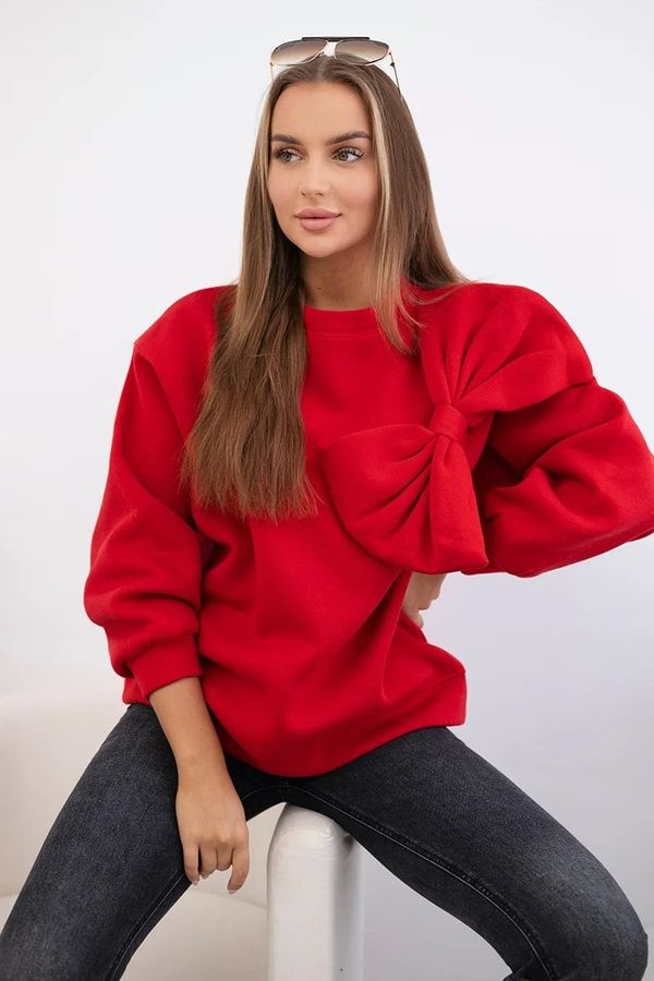Kesi Cotton insulated sweatshirt with a large bow in red color