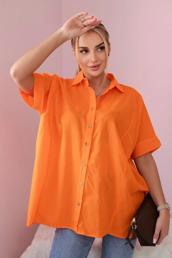 Kesi Cotton shirt with short sleeves in orange color