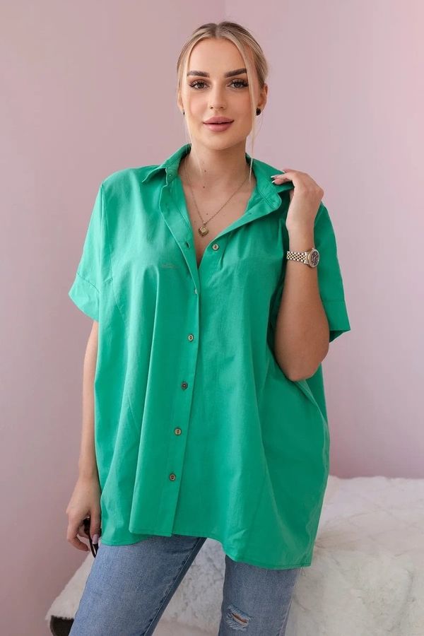 Kesi Cotton shirt with short sleeves of green color