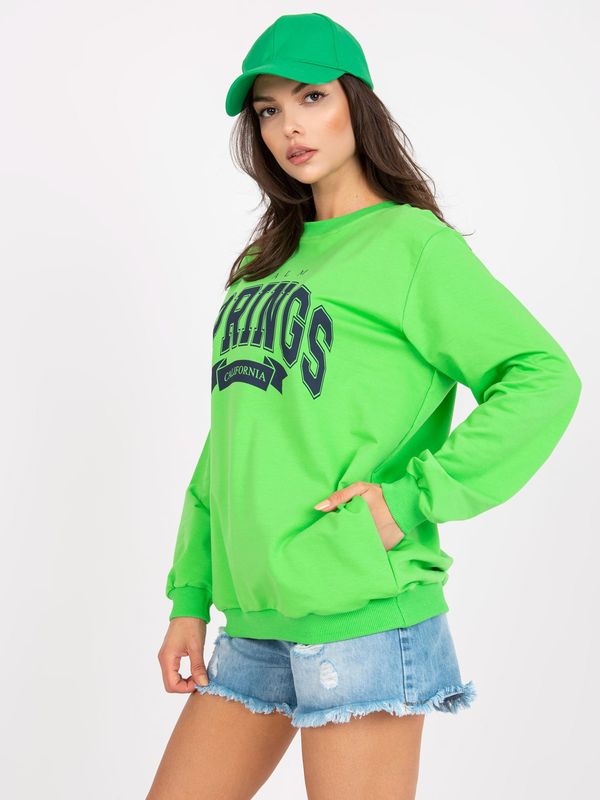 Fashionhunters Cotton sweatshirt green and dark blue without hood