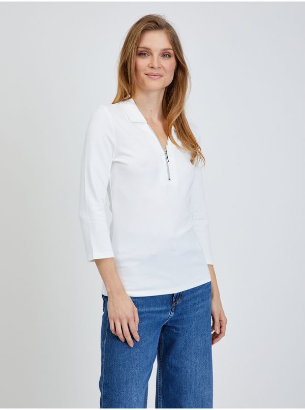 Orsay Cream T-shirt with three-quarter sleeves ORSAY - Women
