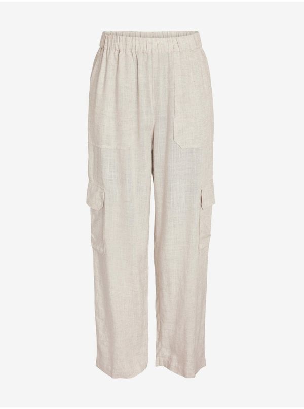 Noisy May Cream women's trousers with linen Noisy May Leilani - Ladies