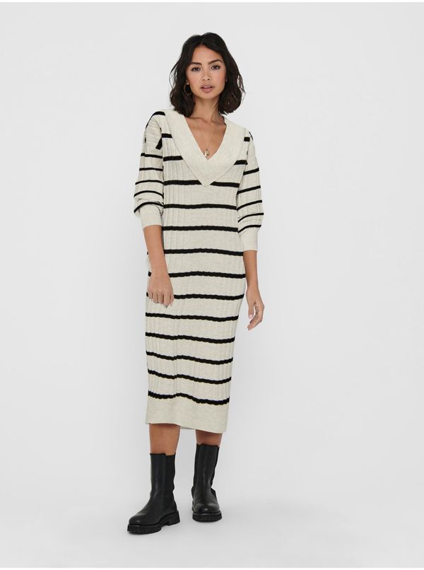 Only Creamy Women's Striped Sweater Midishats ONLY New Tessa - Women