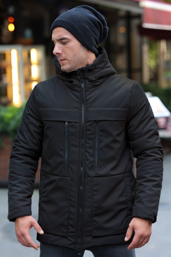 D1fference D1fference Men's Black Fleece Water And Windproof Hooded Winter Coat & Parka