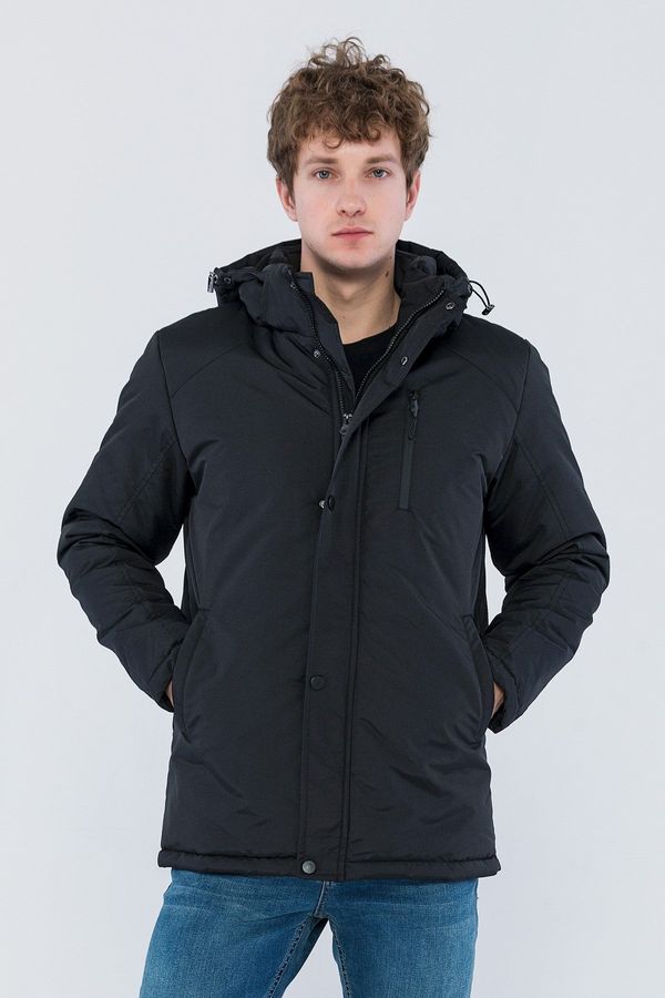 D1fference D1fference Men's Black Lined Camel Hooded Water And Windproof Thick Sports Coat & Parka