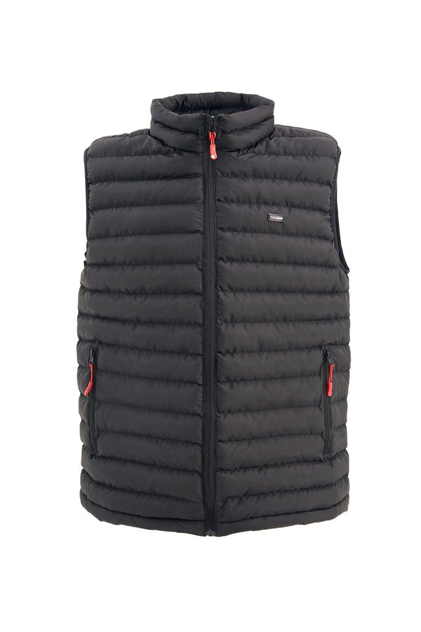 D1fference D1fference Men's Lined Water And Windproof Regular Fit Black Puffer Vest