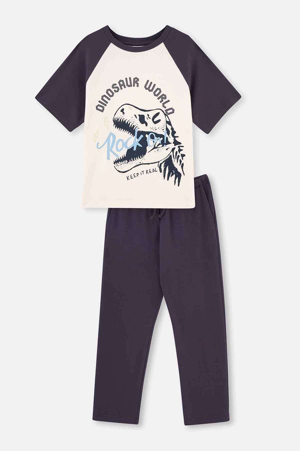 Dagi Dagi Anthracite Short Sleeve Dinosaur Printed Pajama Set
