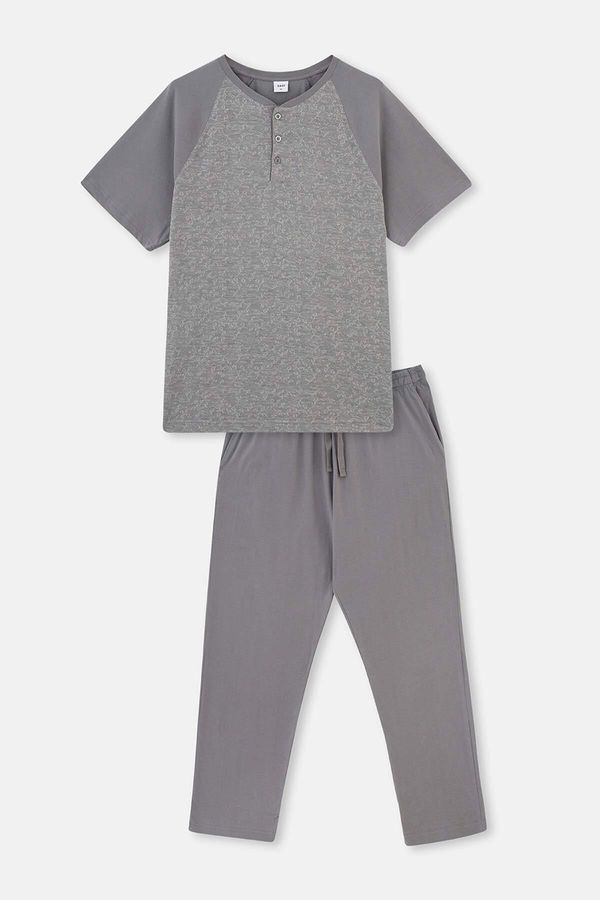 Dagi Dagi Gray Raglan Sleeve Jacquard Pajama Set