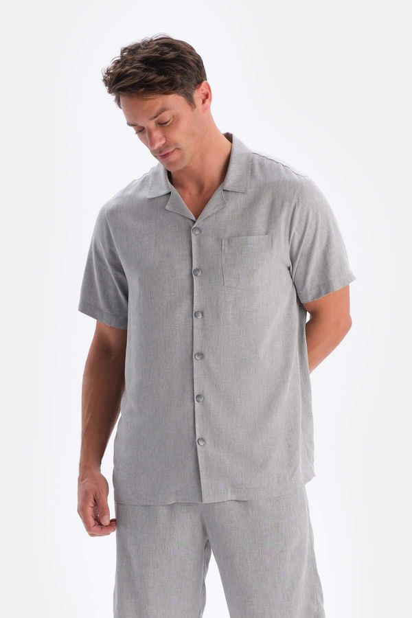 Dagi Dagi Gray Short Sleeve Pocket Detailed Woven Shirt