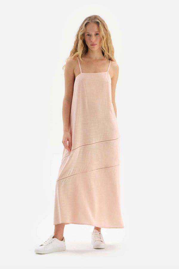 Dagi Dagi Light Pink Oblique Cut Detailed Viscose Dress
