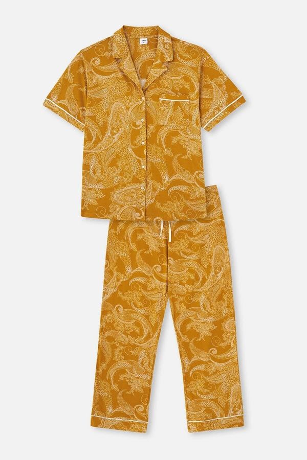 Dagi Dagi Mustard Meter Printed Shirt Collar Plus Size Pajama Set