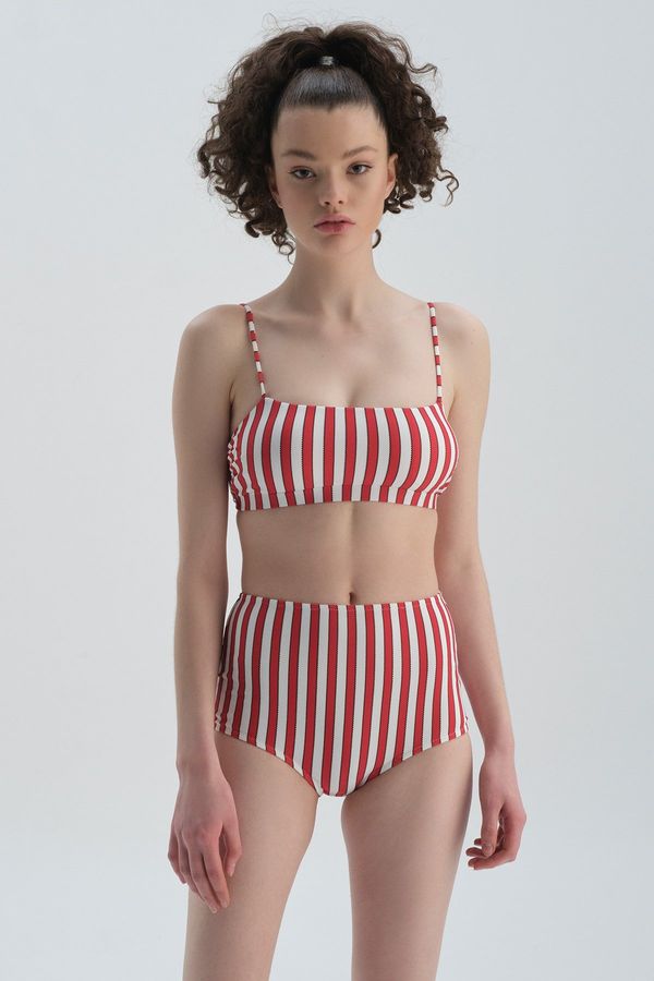 Dagi Dagi Red-white Consolidating High Waist Bikini Bottom