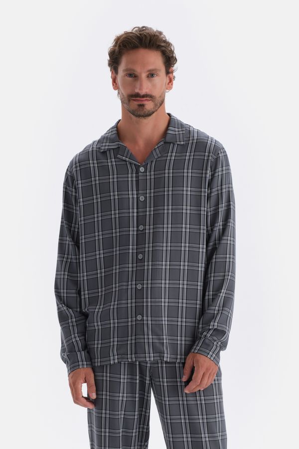 Dagi Dagi Smoked Plaid Woven Shirt Pajama Top