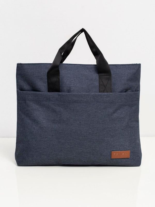 Fashionhunters Dark blue fabric laptop bag