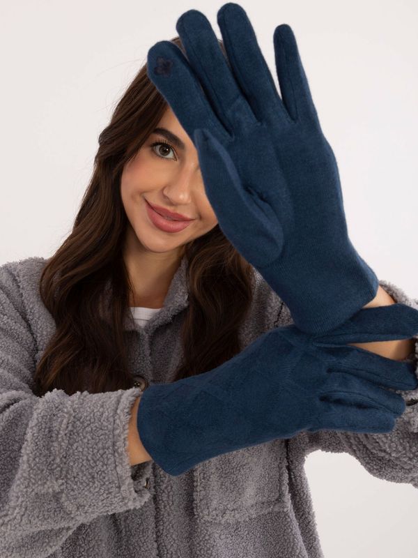 Fashionhunters Dark blue insulated gloves