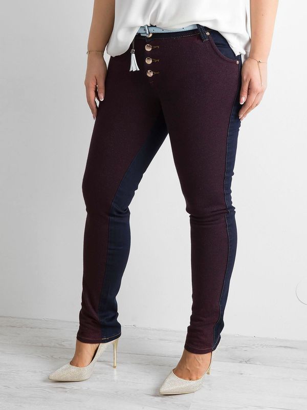 Fashionhunters Dark blue jeans with knitted insert PLUS SIZE