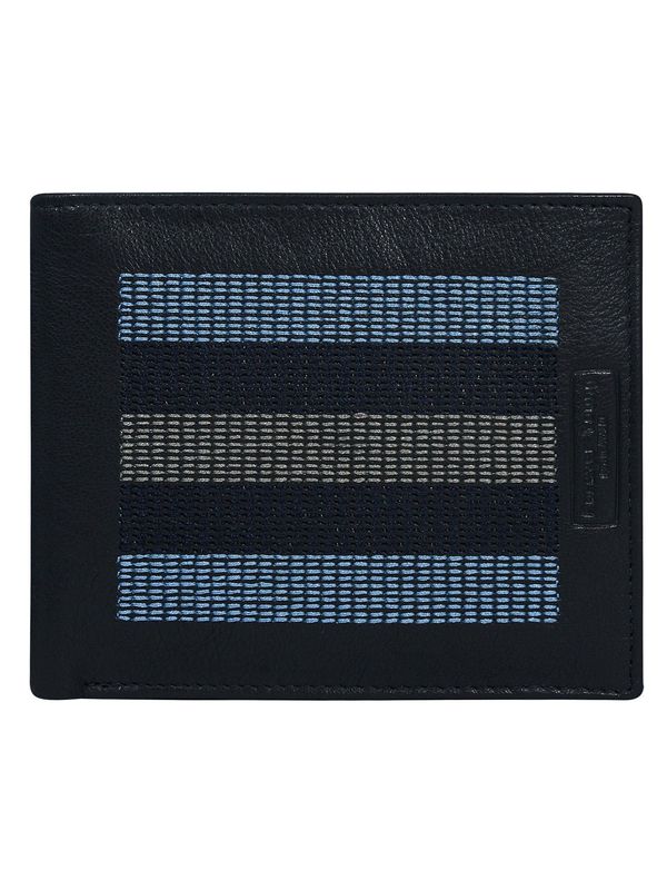 Fashionhunters Dark blue leather wallet with stitching