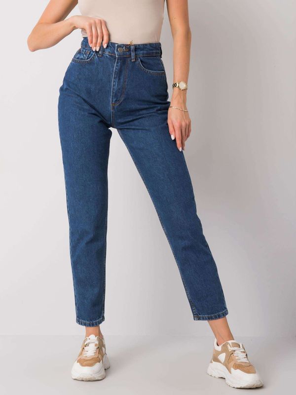 Fashionhunters Dark blue mom jeans with high waist by Trish