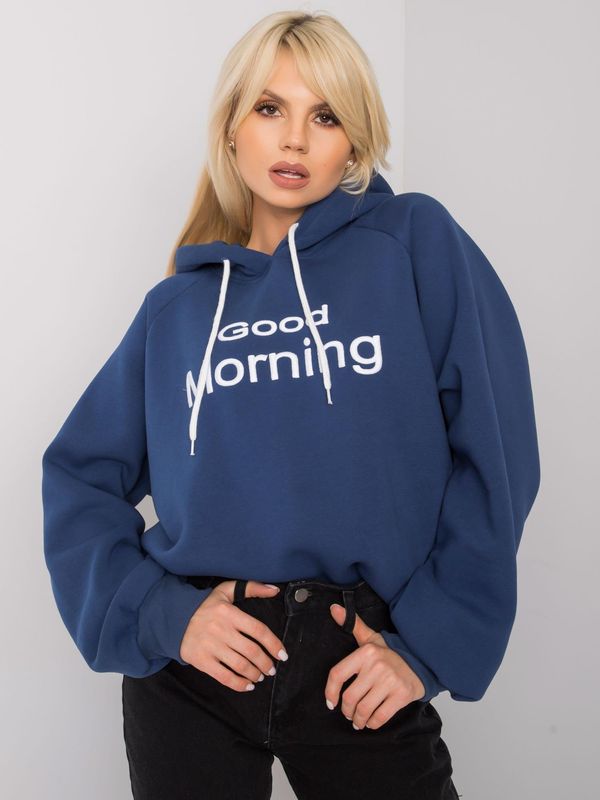 Fashionhunters Dark blue padded hoodie