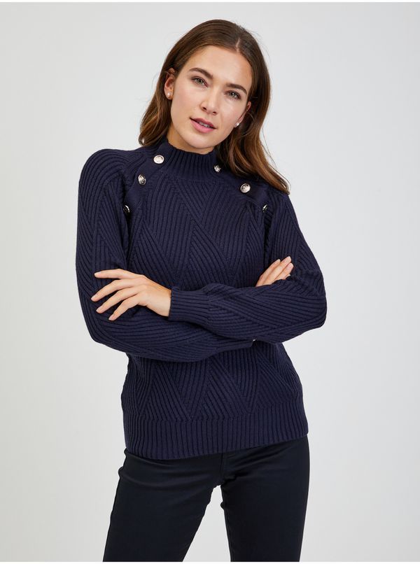 Orsay Dark blue women's ribbed sweater with decorative buttons ORSAY - Ladies