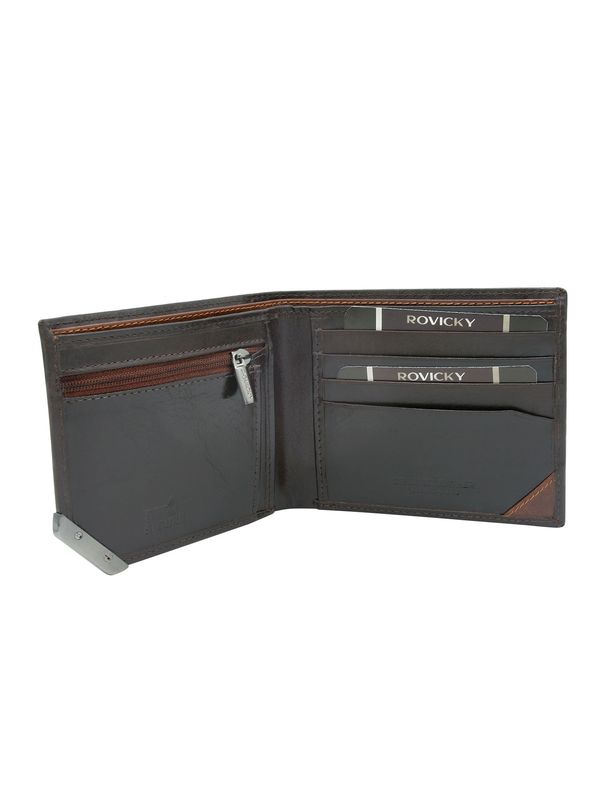Fashionhunters Dark brown and brown men's wallet with silver accent