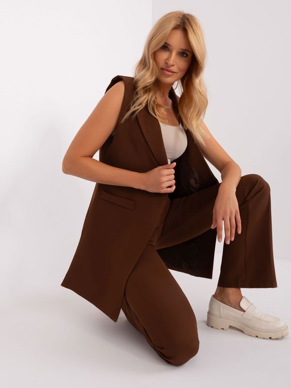 Fashionhunters Dark brown, elegant women's set with vest