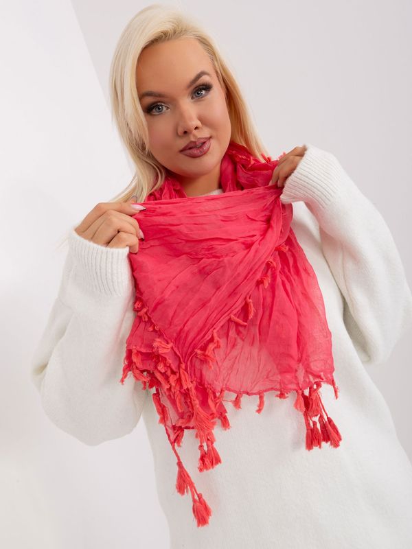 Fashionhunters Dark coral women's scarf with fringe