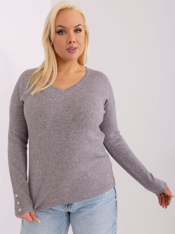 Fashionhunters Dark gray casual sweater made of viscose in a larger size