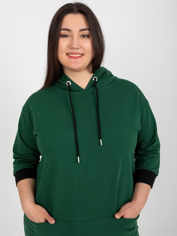 Fashionhunters Dark green plus size hoodie