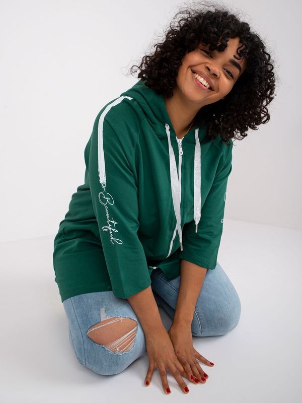 Fashionhunters Dark green plus size sweatshirt with Miley print