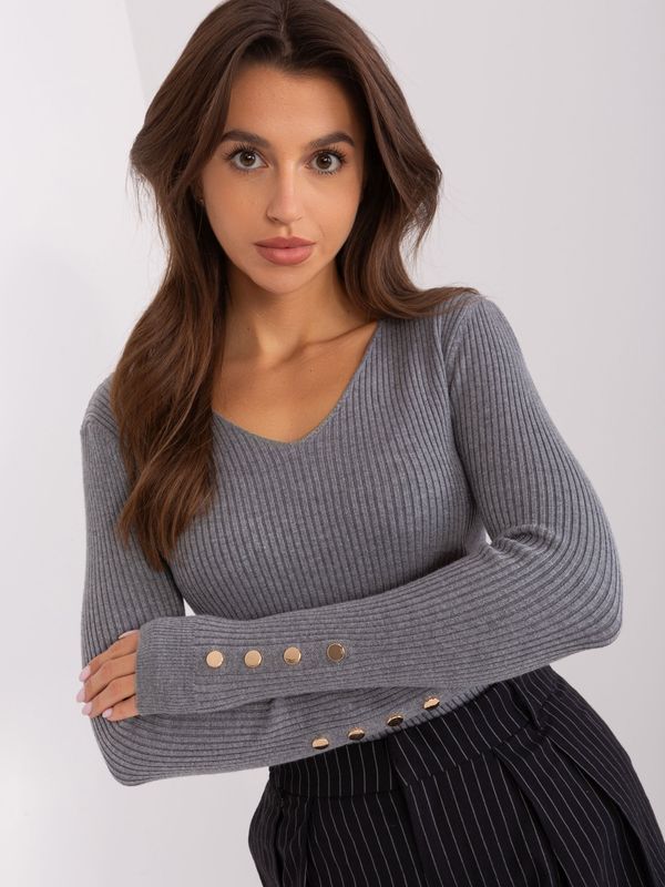 Fashionhunters Dark grey classic sweater