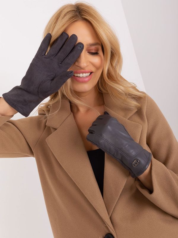 Fashionhunters Dark Grey Elegant Women's Gloves