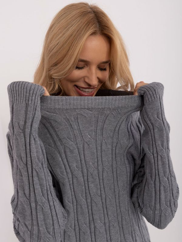 Fashionhunters Dark grey women's sweater