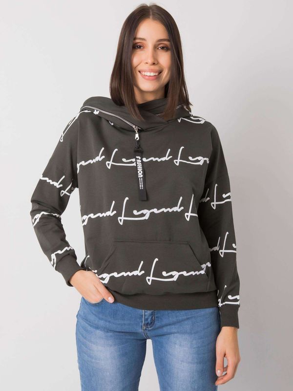 Fashionhunters Dark khaki plus size sweatshirt with pocket from Jossy
