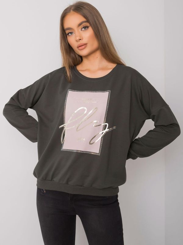 Fashionhunters Dark Khaki Sweatshirt for Women with Salisbury print