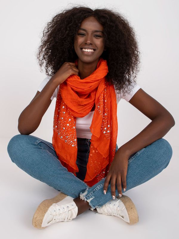 Fashionhunters Dark orange scarf with decorative appliqué