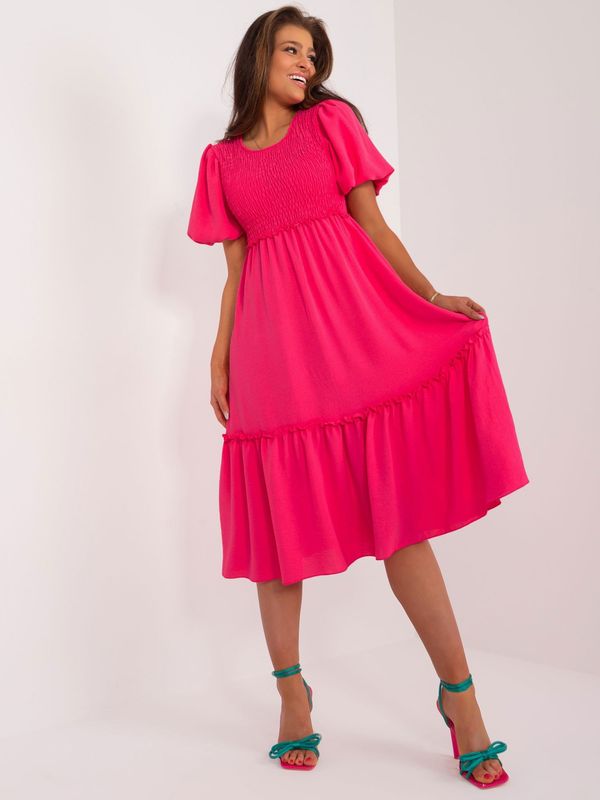 Fashionhunters Dark pink dress with elastic pleats