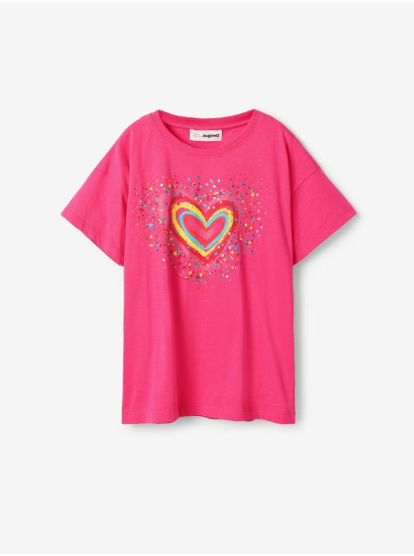 DESIGUAL Dark pink girls' T-shirt Desigual Heart - Girls