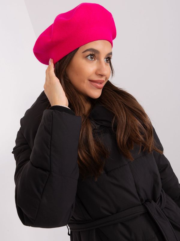 Fashionhunters Dark pink smooth knitted beret