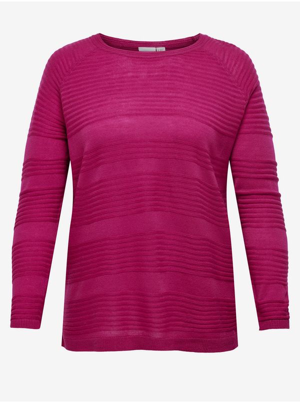 Only Dark pink women's ribbed sweater ONLY CARMAKOMA Airplain - Ladies