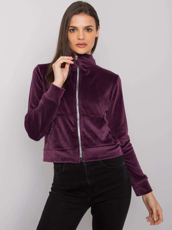 Fashionhunters Dark purple velour sweatshirt Charley RUE PARIS