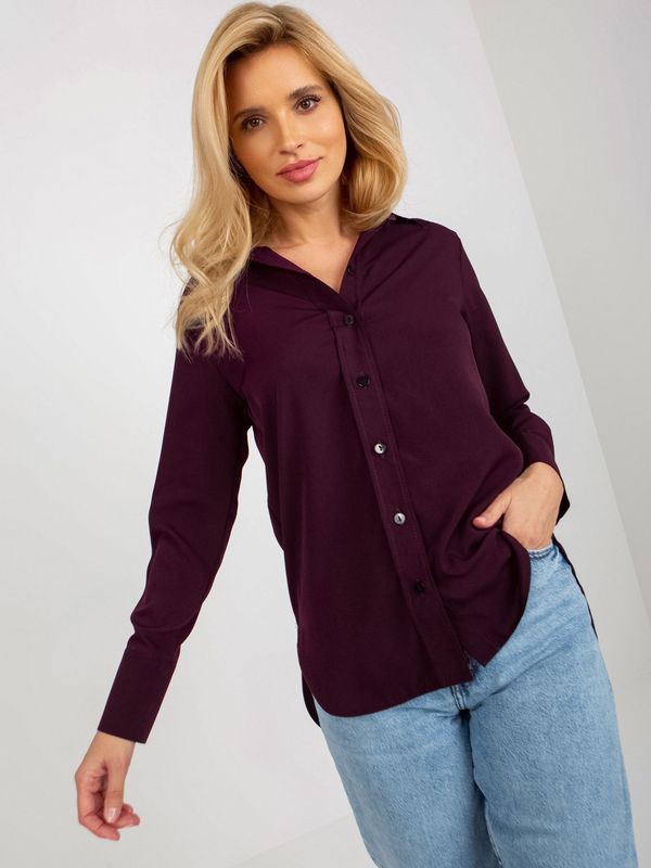 Fashionhunters Dark purple women's classic shirt with collar
