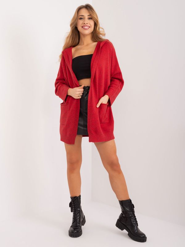Fashionhunters Dark red cardigan with a hint of viscose