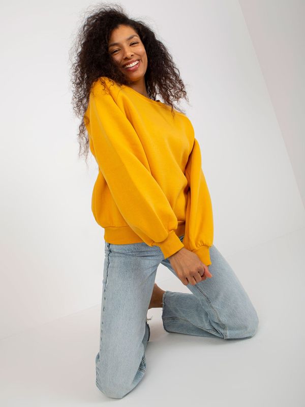 Fashionhunters Dark yellow basic sweatshirt with wide sleeves