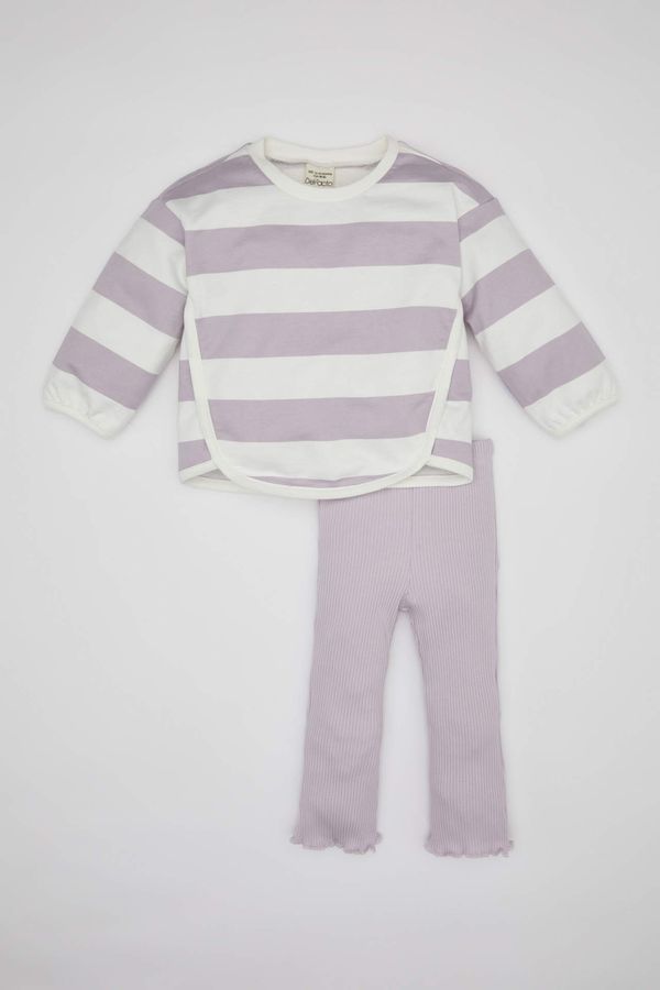 DEFACTO DEFACTO 2 piece Regular Fit Crew Neck Striped Knitted Set