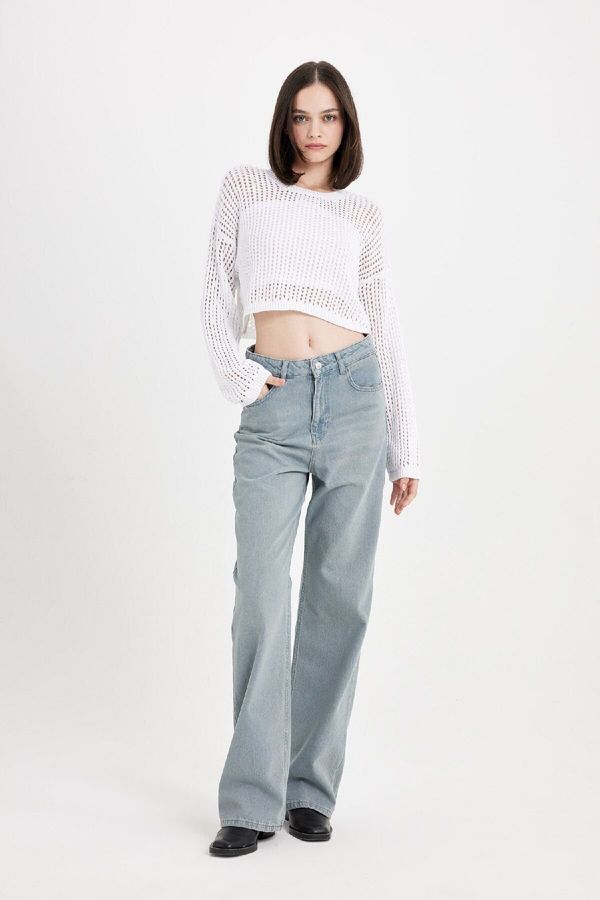 DEFACTO DEFACTO 90's Wide Leg High Waist Long Jean Washed Trousers