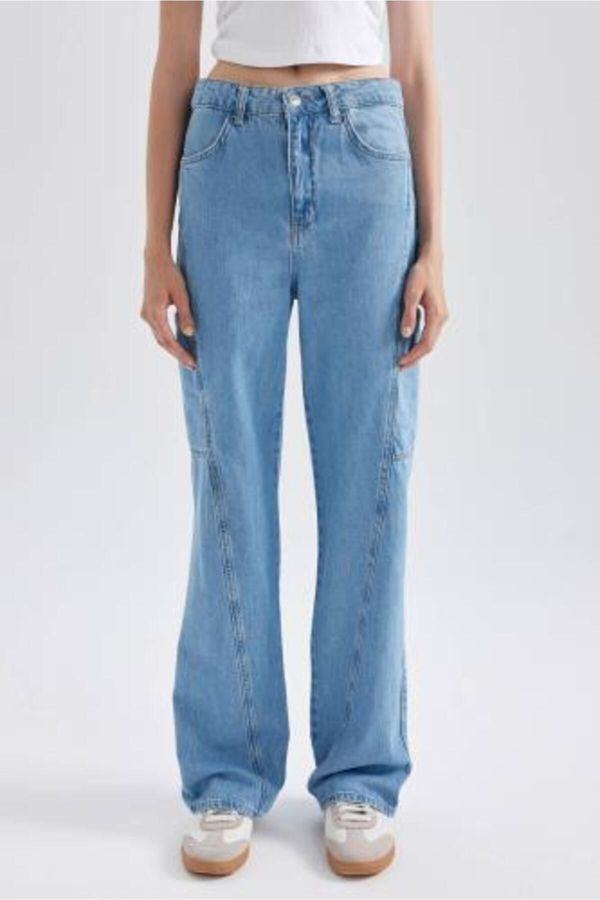 DEFACTO DEFACTO 90's Wide Leg High Waist Wide Leg Long 100% Cotton Jean Trousers