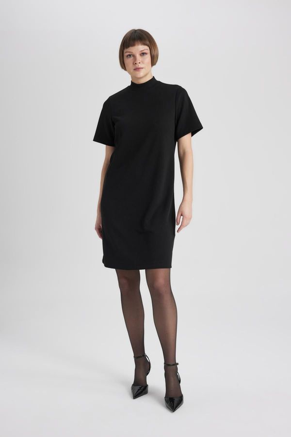 DEFACTO DEFACTO A-Line Half Turtleneck Premium Mini Short Sleeve Dress